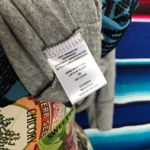 Anthro Lamai Embroidered Shirt Dolan Silver Patch - Picture 8 of 8